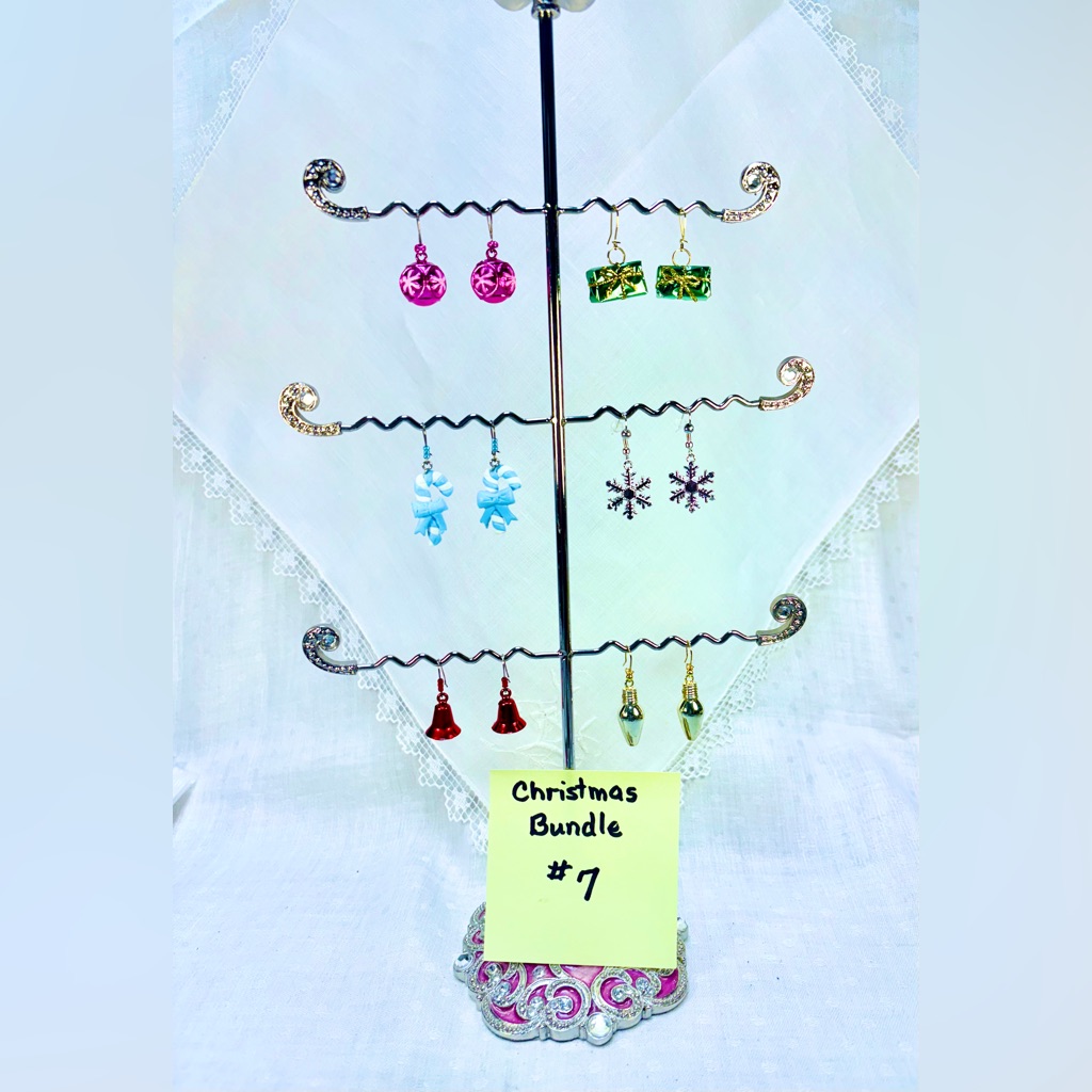 Handcrafted Christmas Gift Earrings Bundle 6 Colors & Styles Nostalgic Colorful